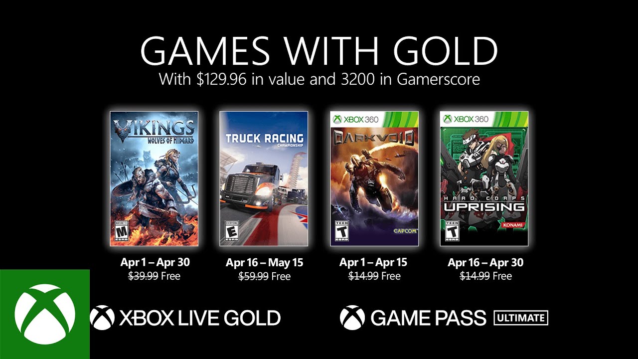 Xbox Game Pass, Games With Gold for April 2021