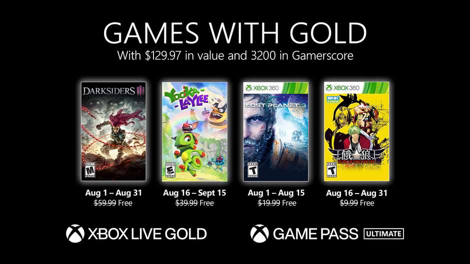 Xbox Games With Gold August 2021