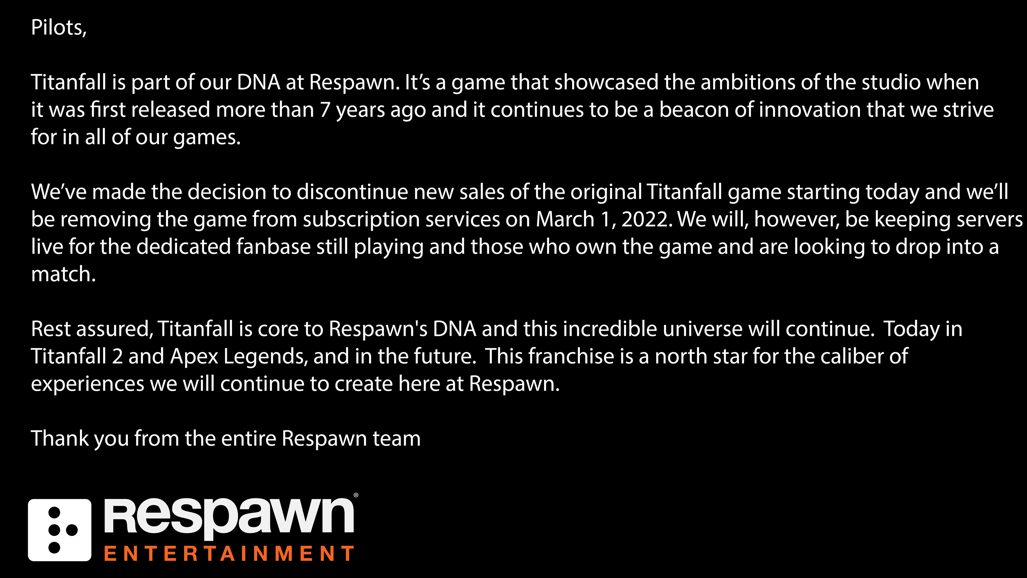 Respawn is Taking the Original Titanfall Down from Stores
