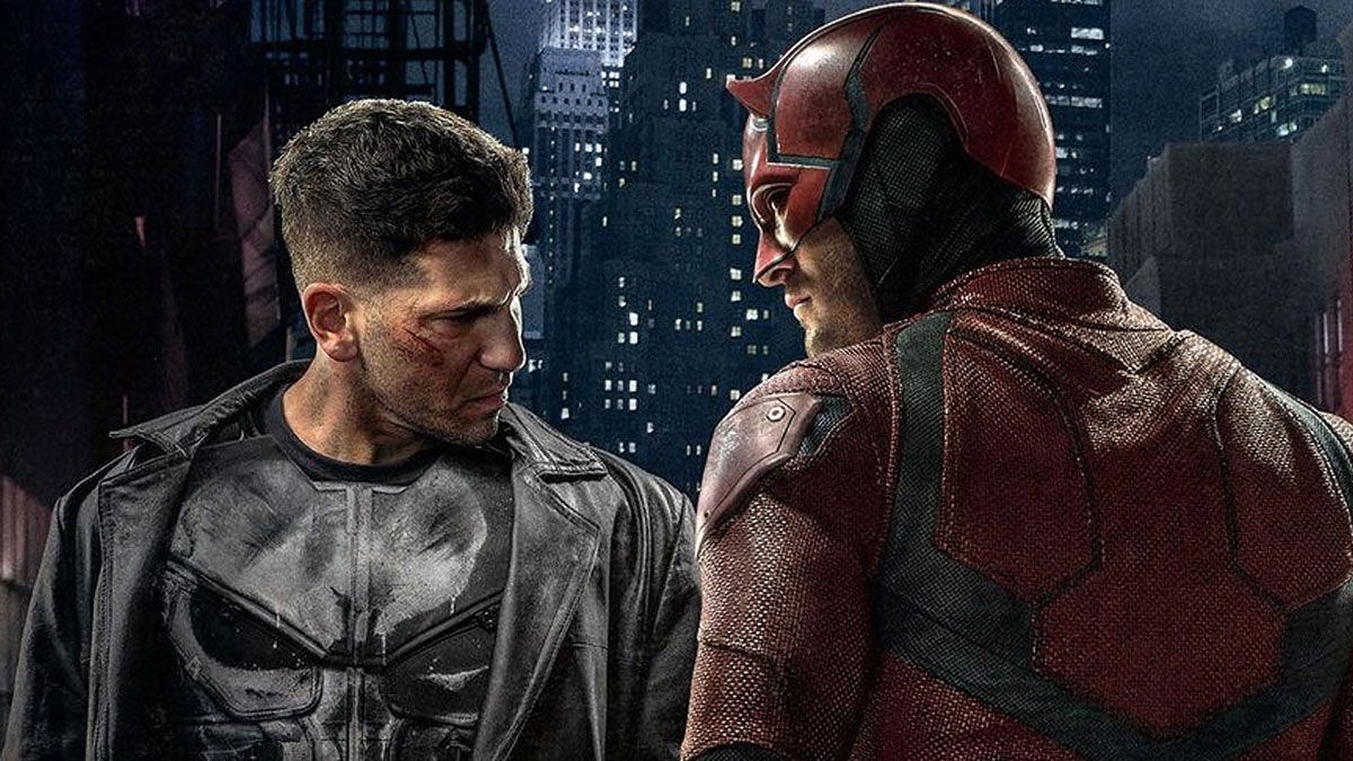 Jon Bernthal's The Punisher faces off against Charlie Cox's Daredevil in the Netflix series Daredevil.