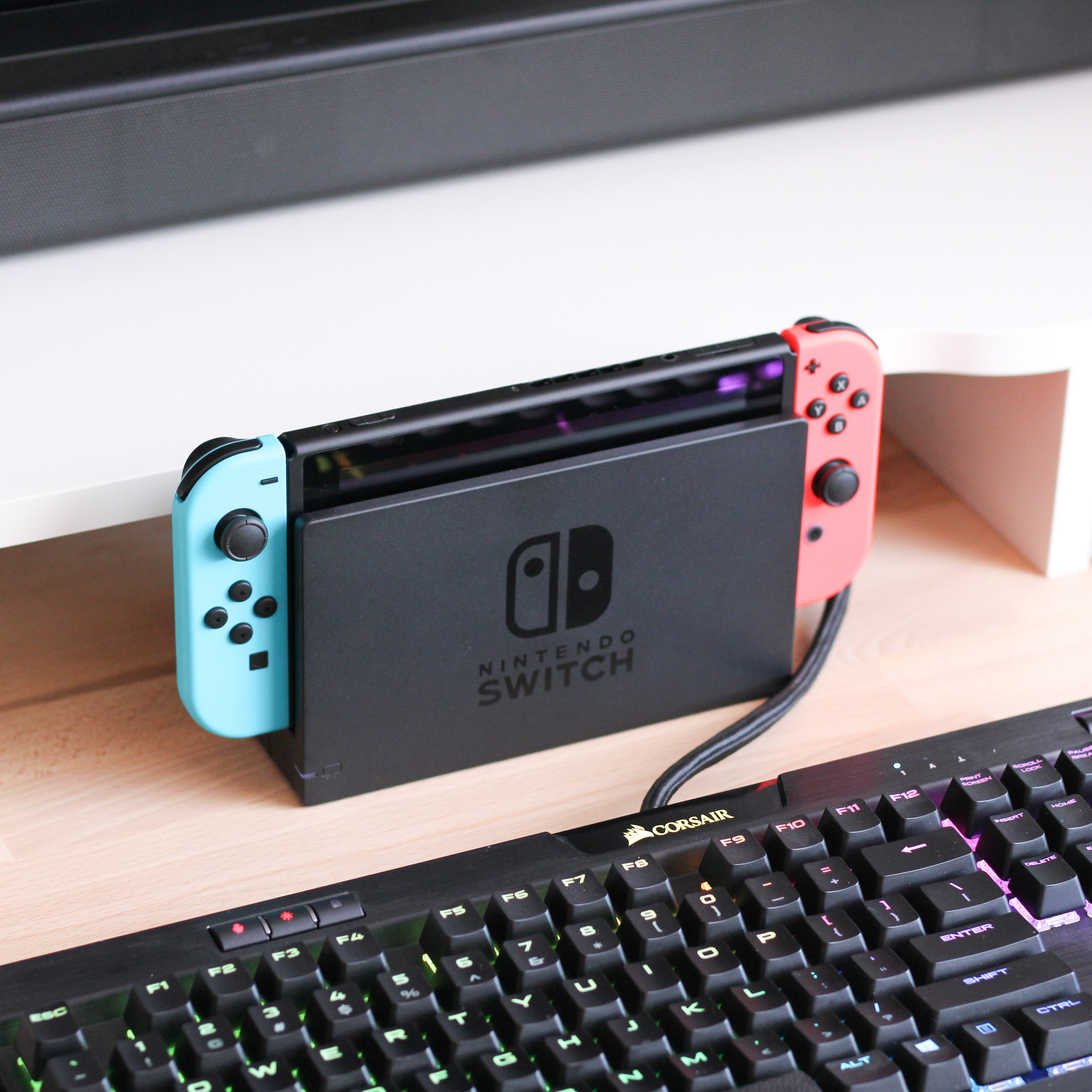 The Nintendo Switch in docked mode.