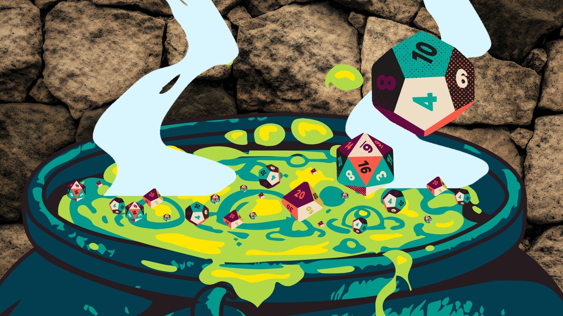 Dice in a cauldron